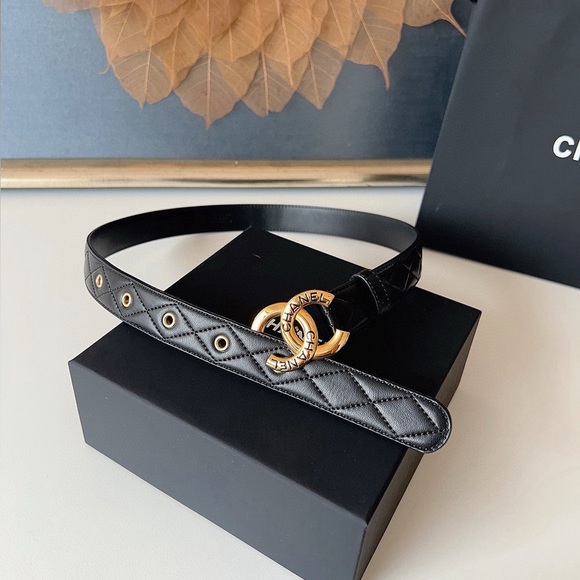 Chanel Women’s Black Leather Belt sz 90 main image 4